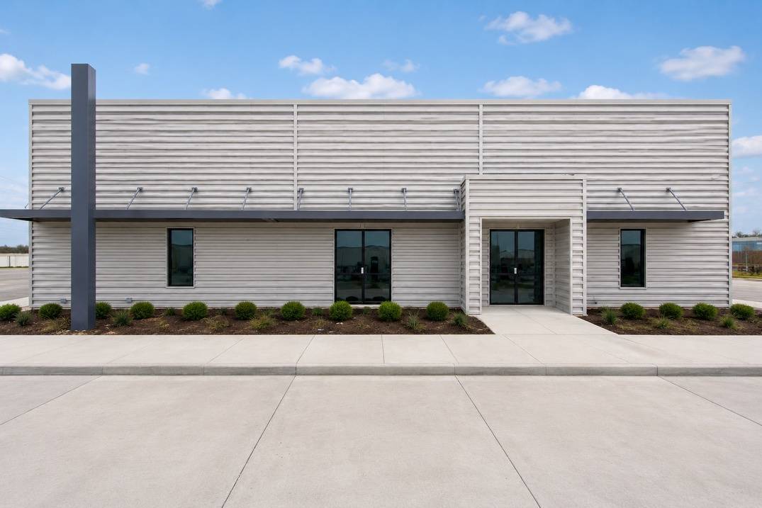 Front view of building
