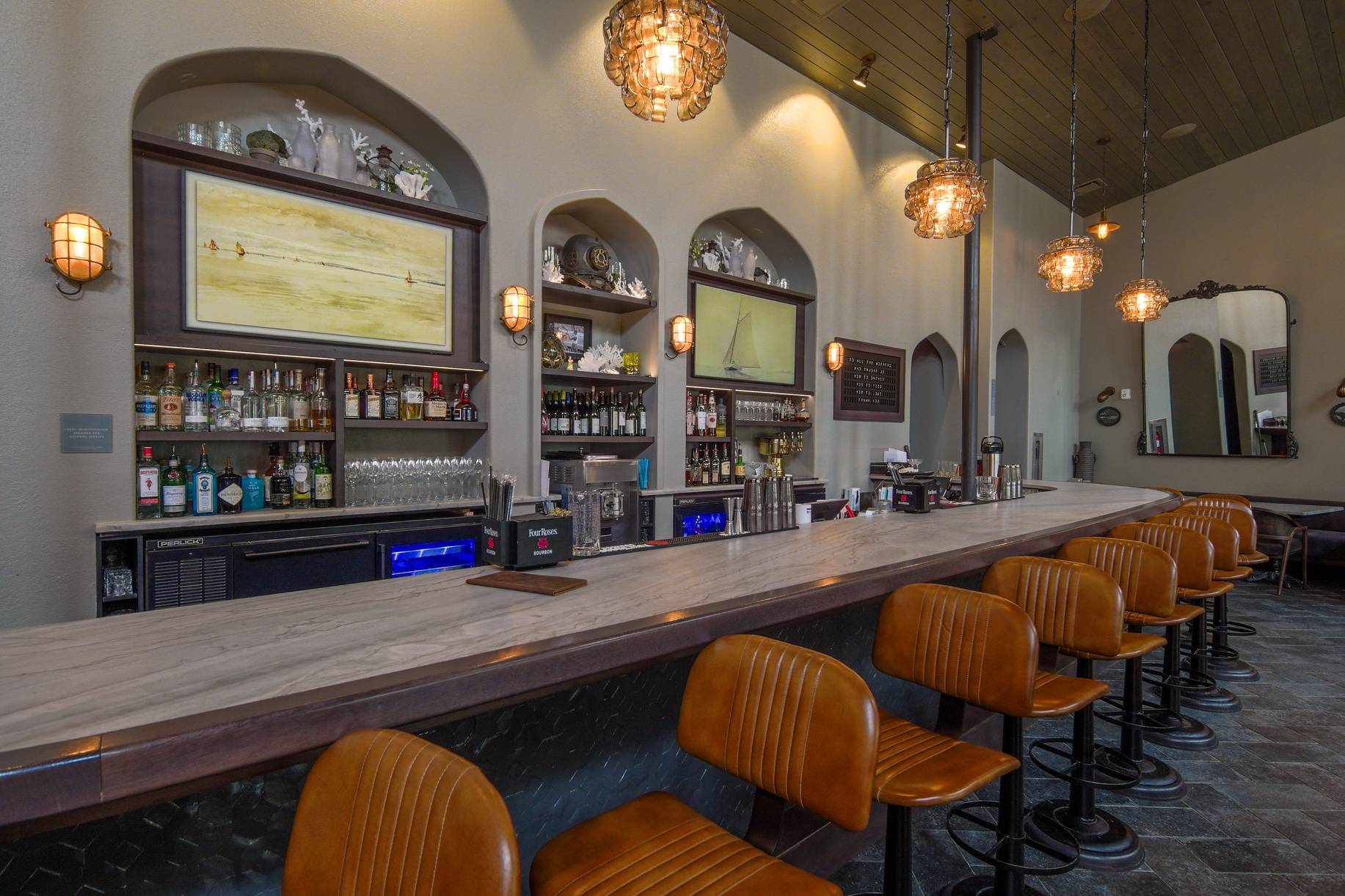 Bar with stools