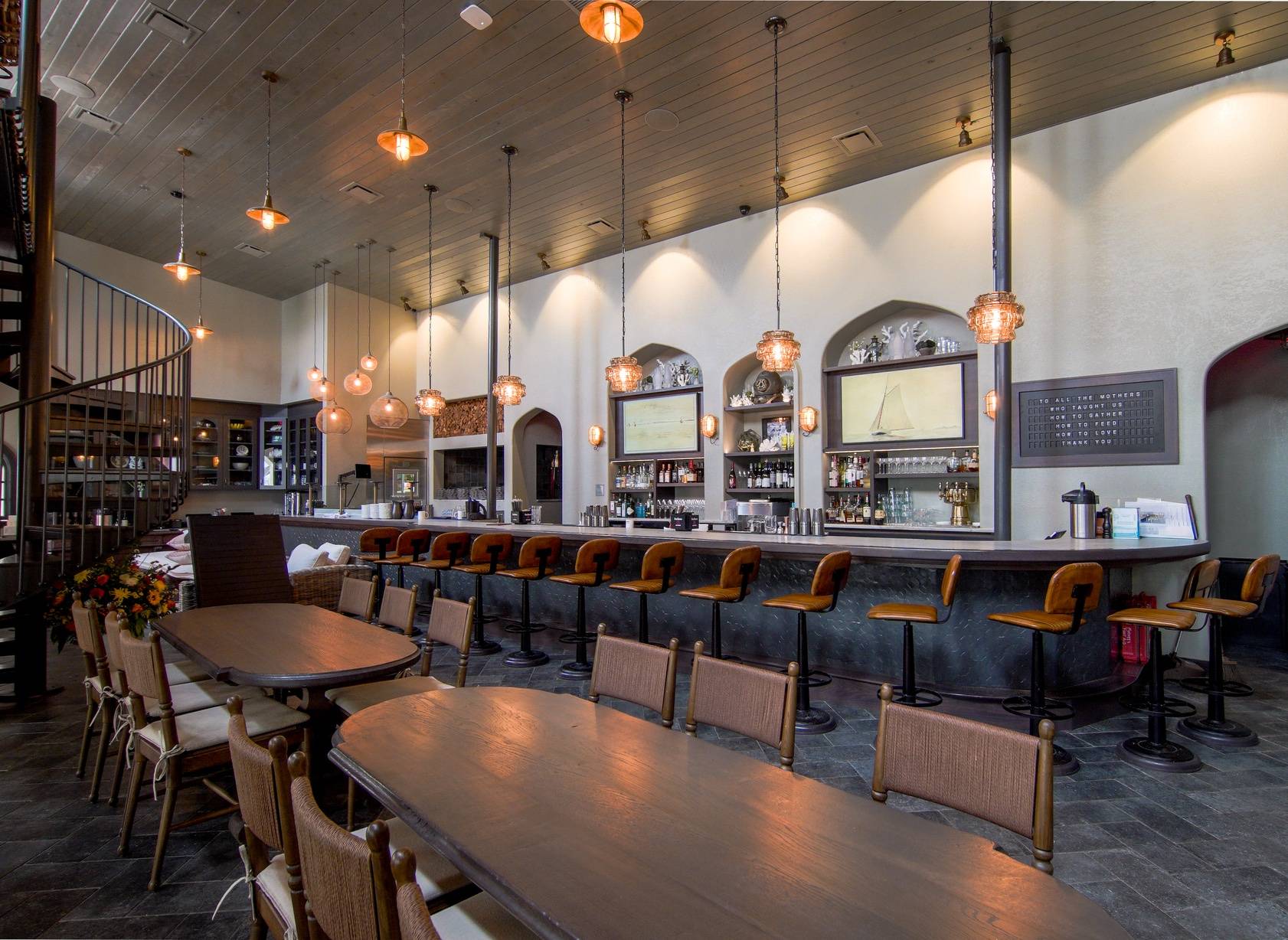 tables with bar area