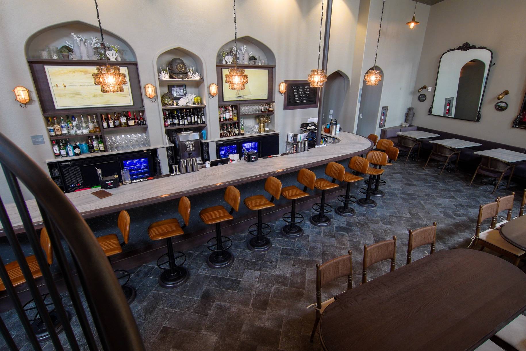 wrap around bar area