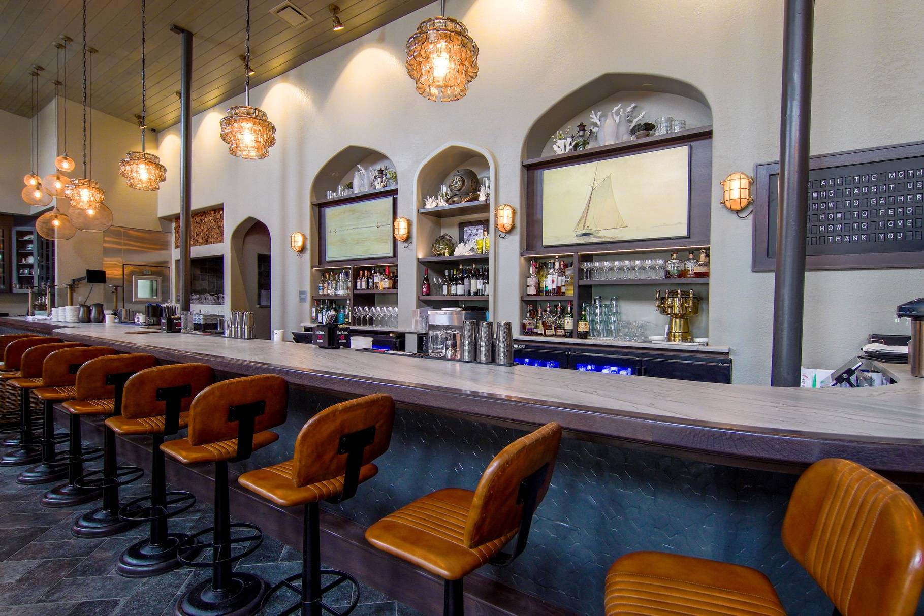 Bar area with brown chairs